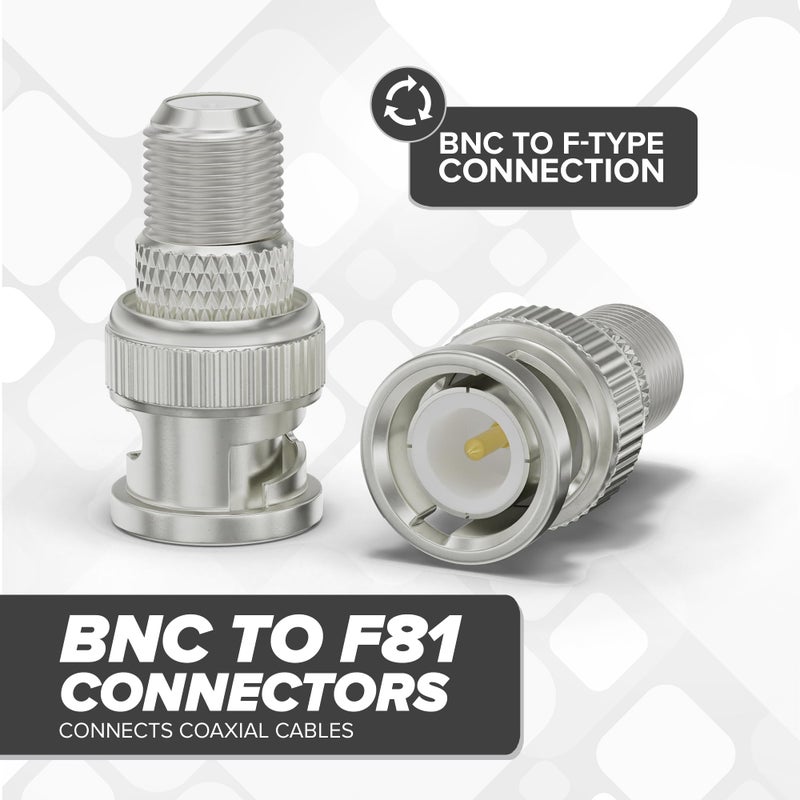 THE CIMPLE CO - RF (F81) and BNC Coaxial Adapter - BNC Male to Female F81 (F-Pin) Connector, Adapter, and Coupler - for RG11, RG6, RG59, RG58, SDI, HD SDI, CCTV - 10 Pack - Image 2
